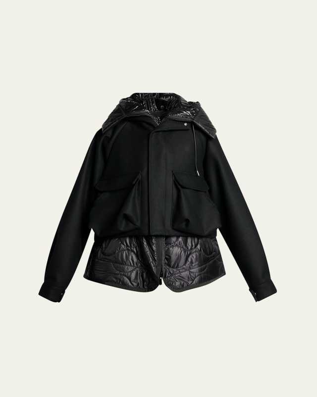 Layered Wool & Quilted Nylon Cargo Jacket
